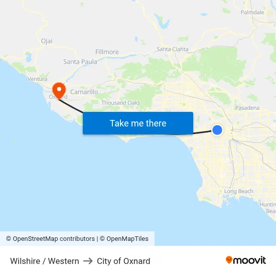 Wilshire / Western to City of Oxnard map