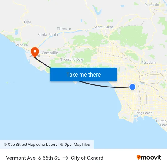 Vermont Ave. & 66th St. to City of Oxnard map
