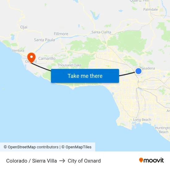 Colorado / Sierra Villa to City of Oxnard map