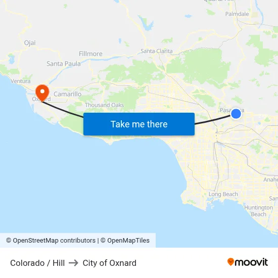 Colorado / Hill to City of Oxnard map