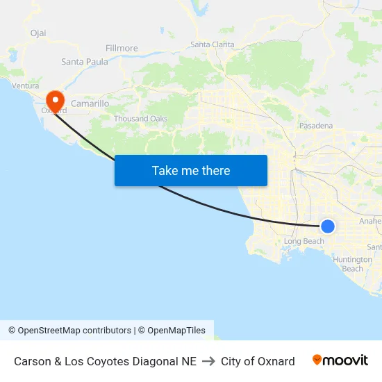 Carson & Los Coyotes Diagonal NE to City of Oxnard map