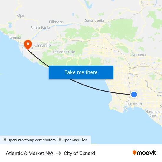Atlantic & Market NW to City of Oxnard map