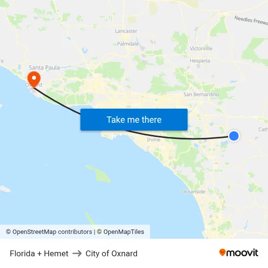 Florida + Hemet to City of Oxnard map