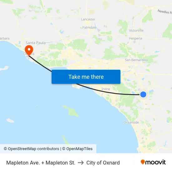 Mapleton Ave. + Mapleton St. to City of Oxnard map