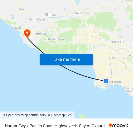 Harbor Fwy / Pacific Coast Highway to City of Oxnard map