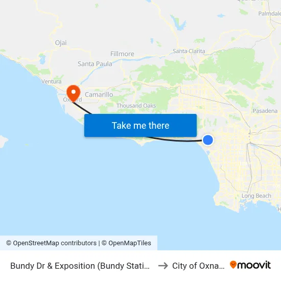 Bundy Dr & Exposition (Bundy Station) to City of Oxnard map