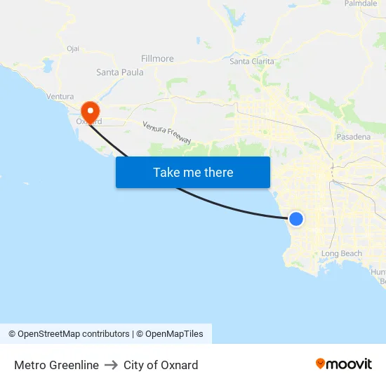 Metro Greenline to City of Oxnard map
