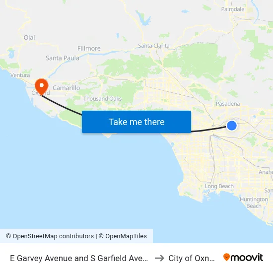 E Garvey Avenue and S Garfield Avenue to City of Oxnard map