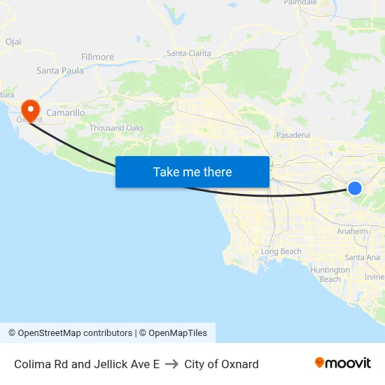 Colima Rd and Jellick Ave E to City of Oxnard map