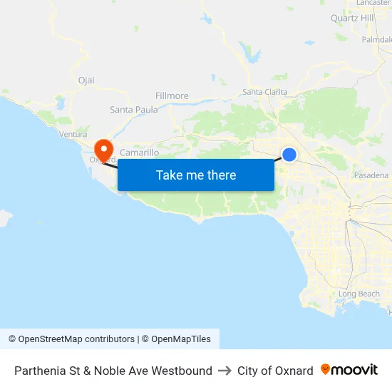 Parthenia St & Noble Ave Westbound to City of Oxnard map