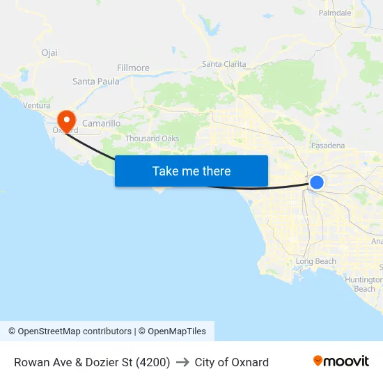 Rowan Ave & Dozier St (4200) to City of Oxnard map