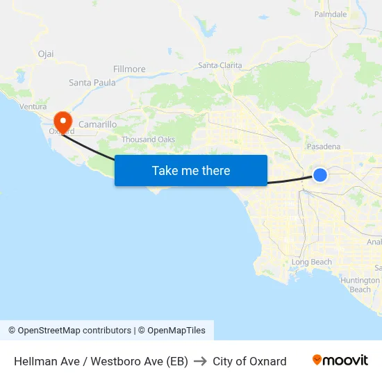 Hellman Ave / Westboro Ave (EB) to City of Oxnard map