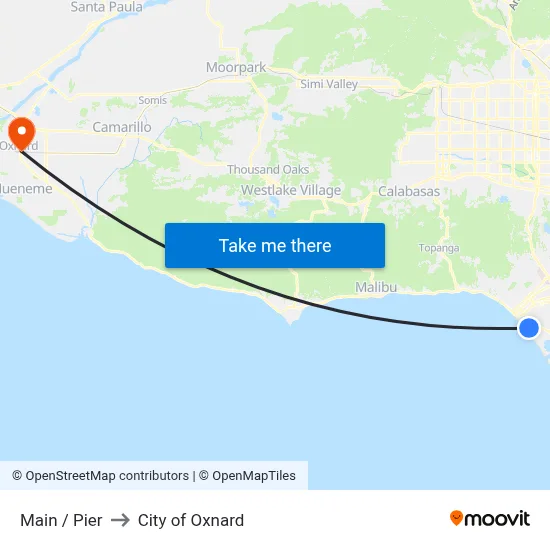 Main / Pier to City of Oxnard map