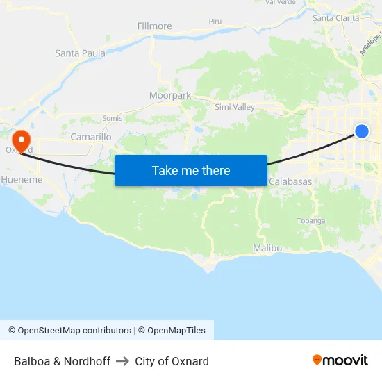 Balboa & Nordhoff to City of Oxnard map
