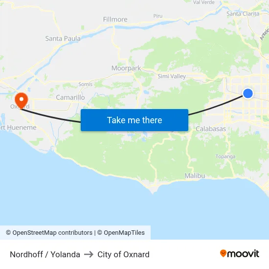 Nordhoff / Yolanda to City of Oxnard map