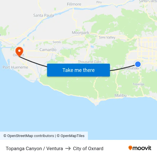 Topanga Canyon / Ventura to City of Oxnard map