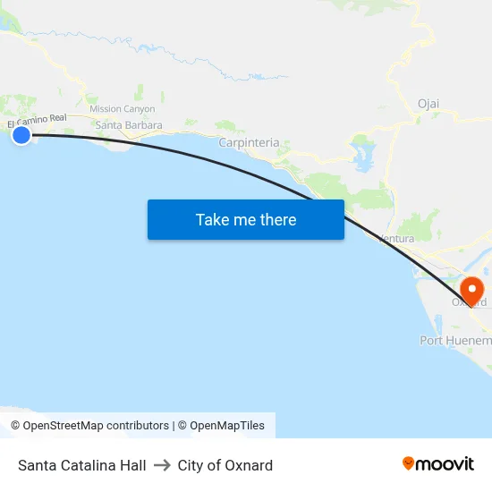 Santa Catalina Hall to City of Oxnard map