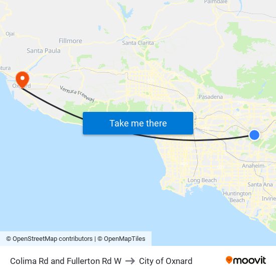 Colima Rd and Fullerton Rd W to City of Oxnard map