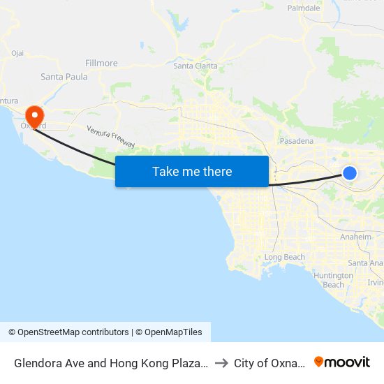 Glendora Ave and Hong Kong Plaza S to City of Oxnard map