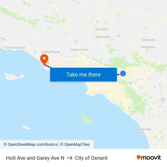 Holt Ave and Garey Ave N to City of Oxnard map