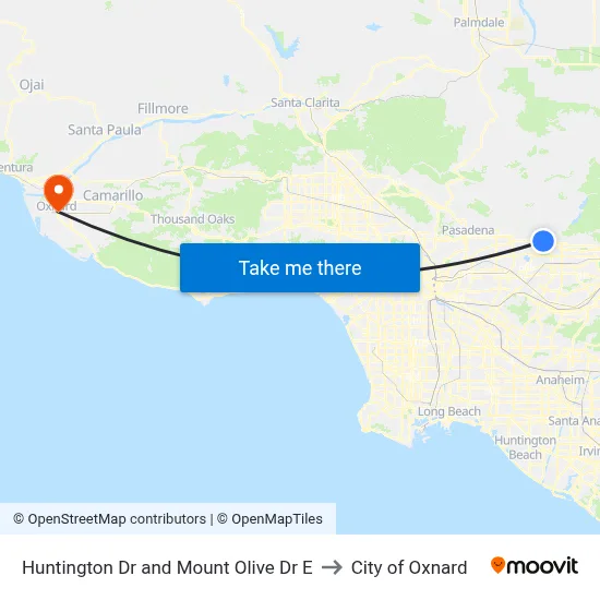 Huntington Dr and Mount Olive Dr E to City of Oxnard map