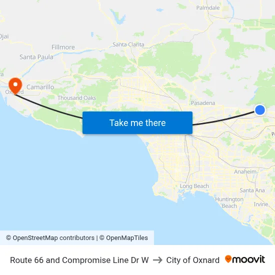 Route 66 and Compromise Line Dr W to City of Oxnard map
