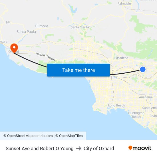 Sunset Ave and  Robert O Young to City of Oxnard map