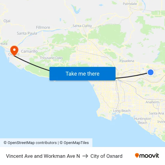 Vincent Ave and Workman Ave N to City of Oxnard map