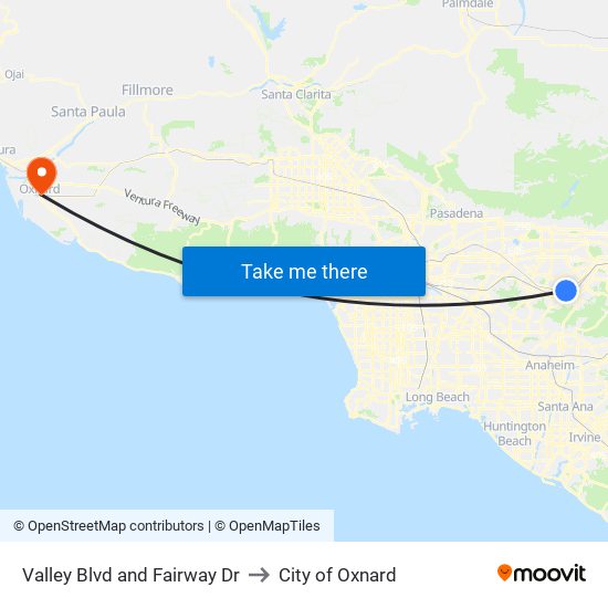 Valley Blvd and Fairway Dr to City of Oxnard map