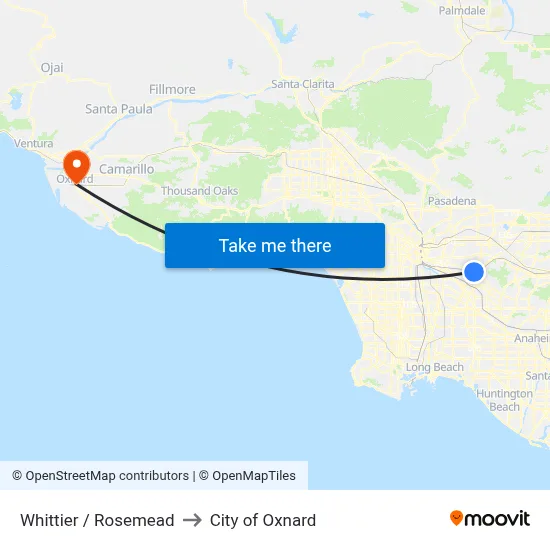 Whittier / Rosemead to City of Oxnard map