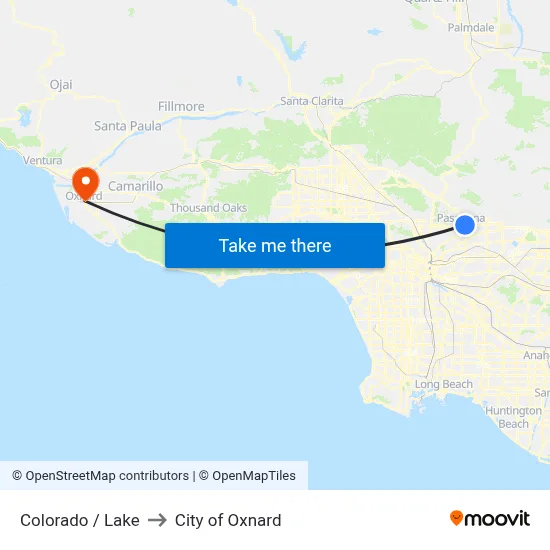 Colorado / Lake to City of Oxnard map
