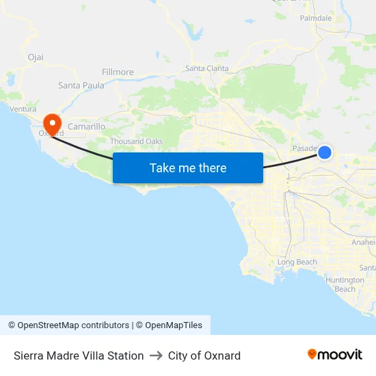 Sierra Madre Villa Station to City of Oxnard map