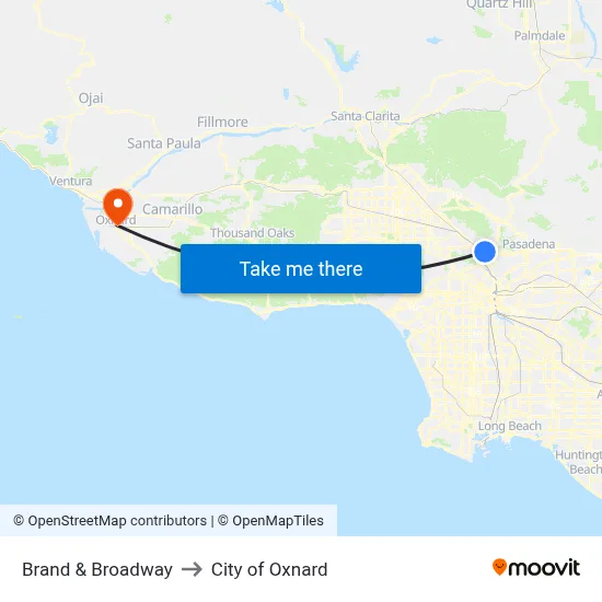 Brand & Broadway to City of Oxnard map