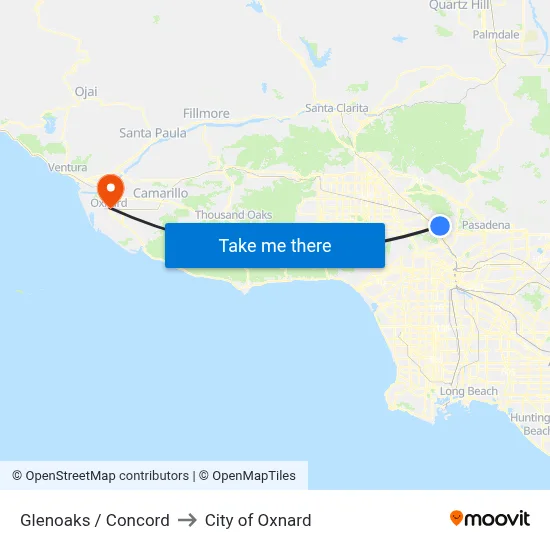 Glenoaks / Concord to City of Oxnard map