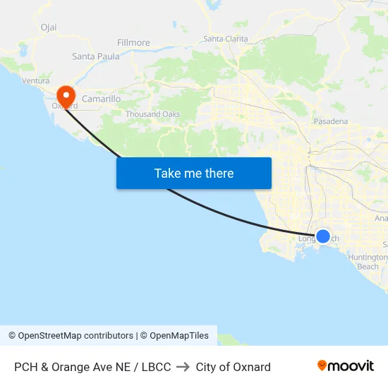 PCH & Orange Ave NE / LBCC to City of Oxnard map