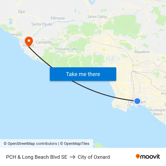 PCH & Long Beach Blvd SE to City of Oxnard map