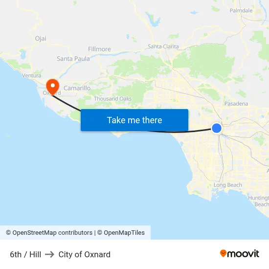 6th / Hill to City of Oxnard map