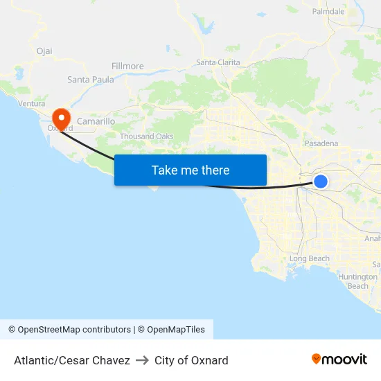 Atlantic/Cesar Chavez to City of Oxnard map