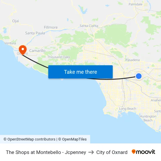 The Shops at Montebello - Jcpenney to City of Oxnard map