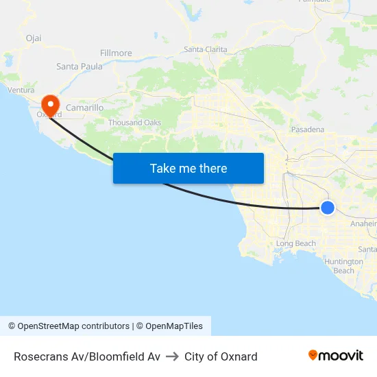 Rosecrans Av/Bloomfield Av to City of Oxnard map