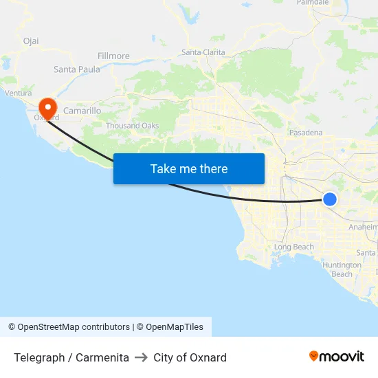 Telegraph / Carmenita to City of Oxnard map