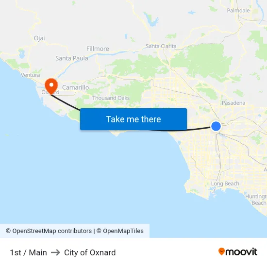 1st / Main to City of Oxnard map