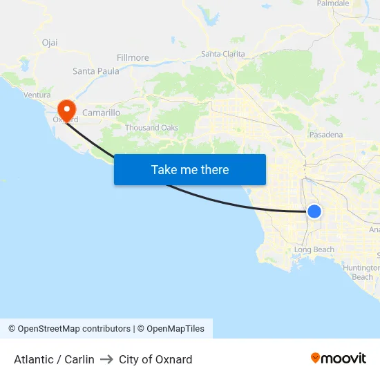 Atlantic / Carlin to City of Oxnard map