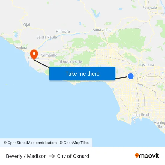 Beverly / Madison to City of Oxnard map