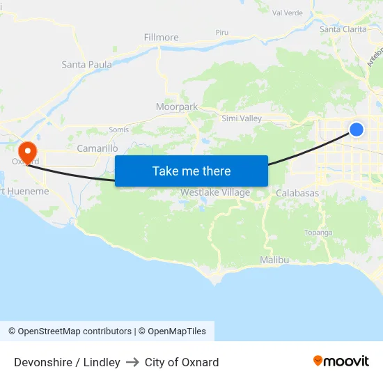 Devonshire / Lindley to City of Oxnard map