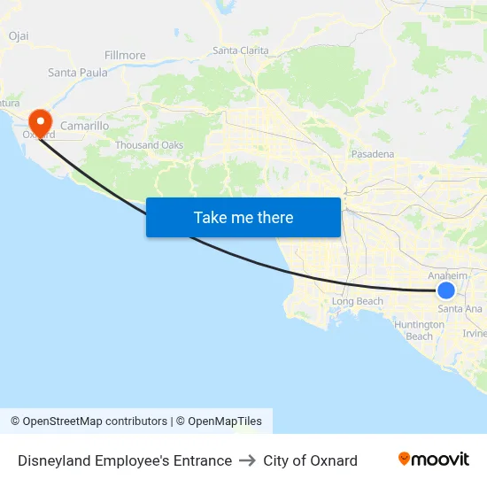Disneyland Employee's Entrance to City of Oxnard map