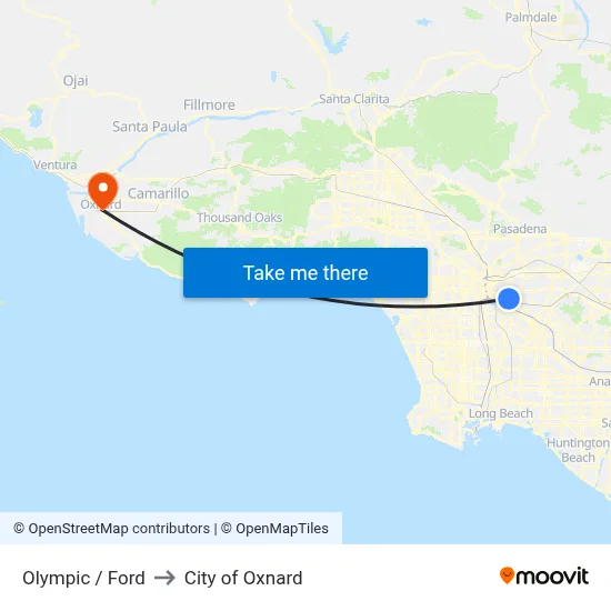 Olympic / Ford to City of Oxnard map
