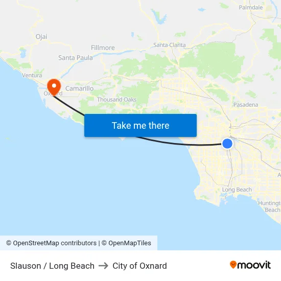 Slauson / Long Beach to City of Oxnard map