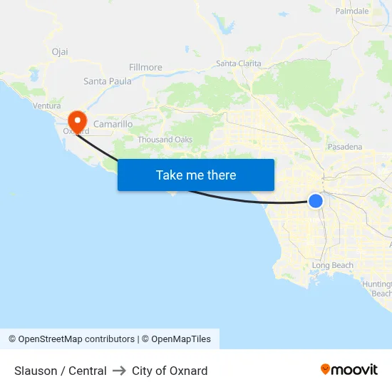 Slauson / Central to City of Oxnard map