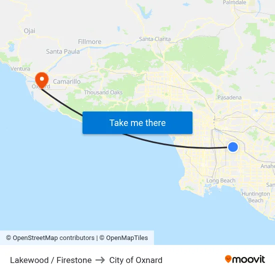 Lakewood / Firestone to City of Oxnard map